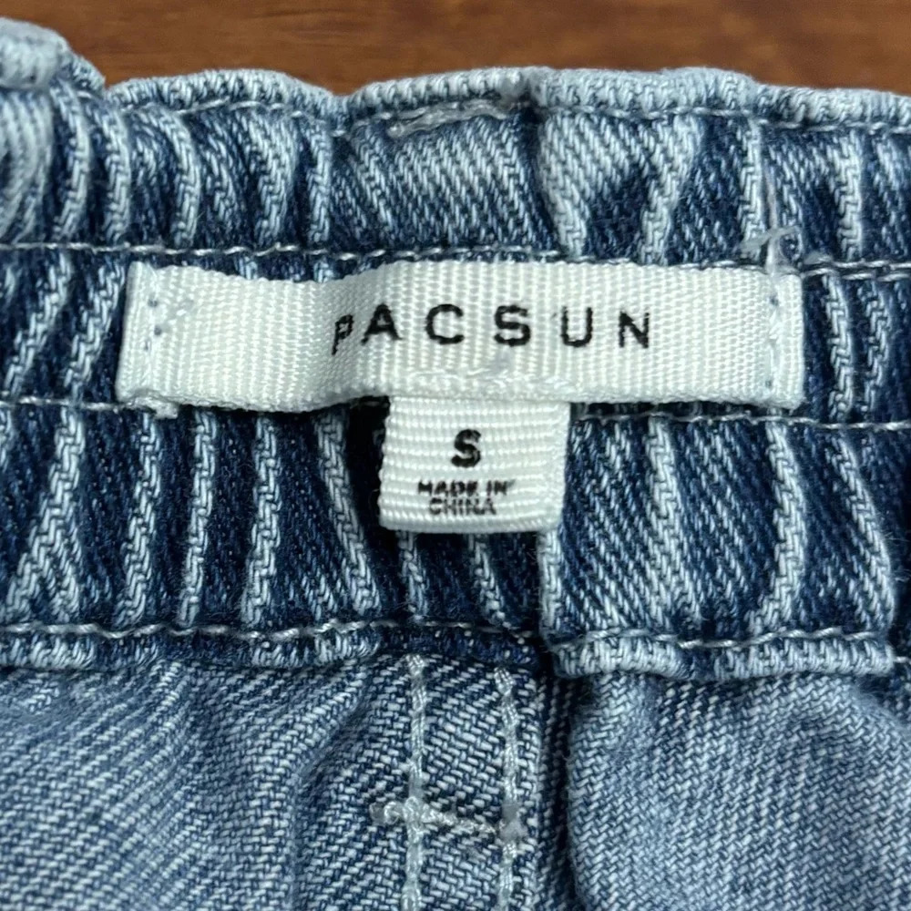 Pacsun Cargo Jeans Elastic Waist Tapered Leg Retro Utility Pants Size Small - Picture 4 of 11